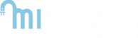 Logo de marca mistyle con letras blancas